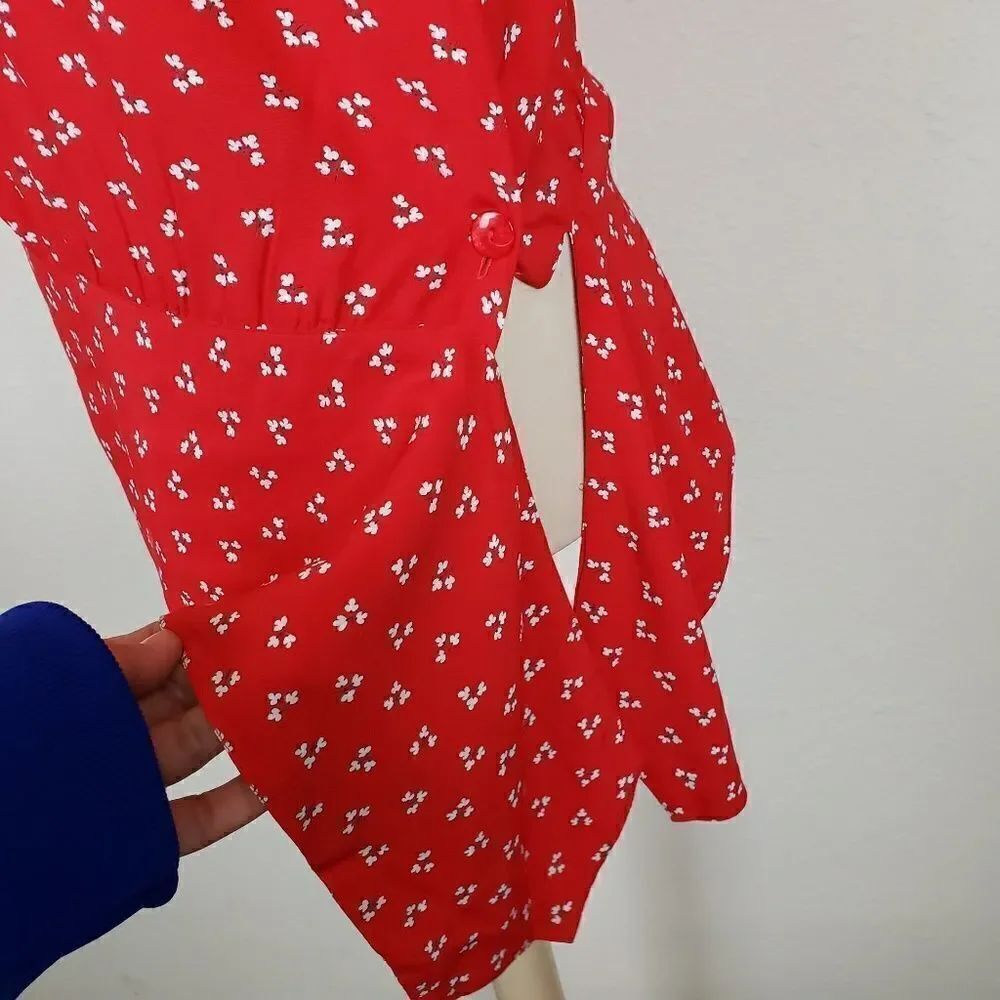 Trend vintage red and white side tie blouse - Picture 8 of 8